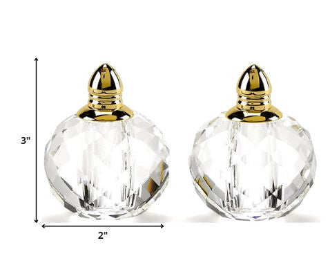 Handcrafted Optical Crystal And Gold Rounded Salt And Pepper Shakers