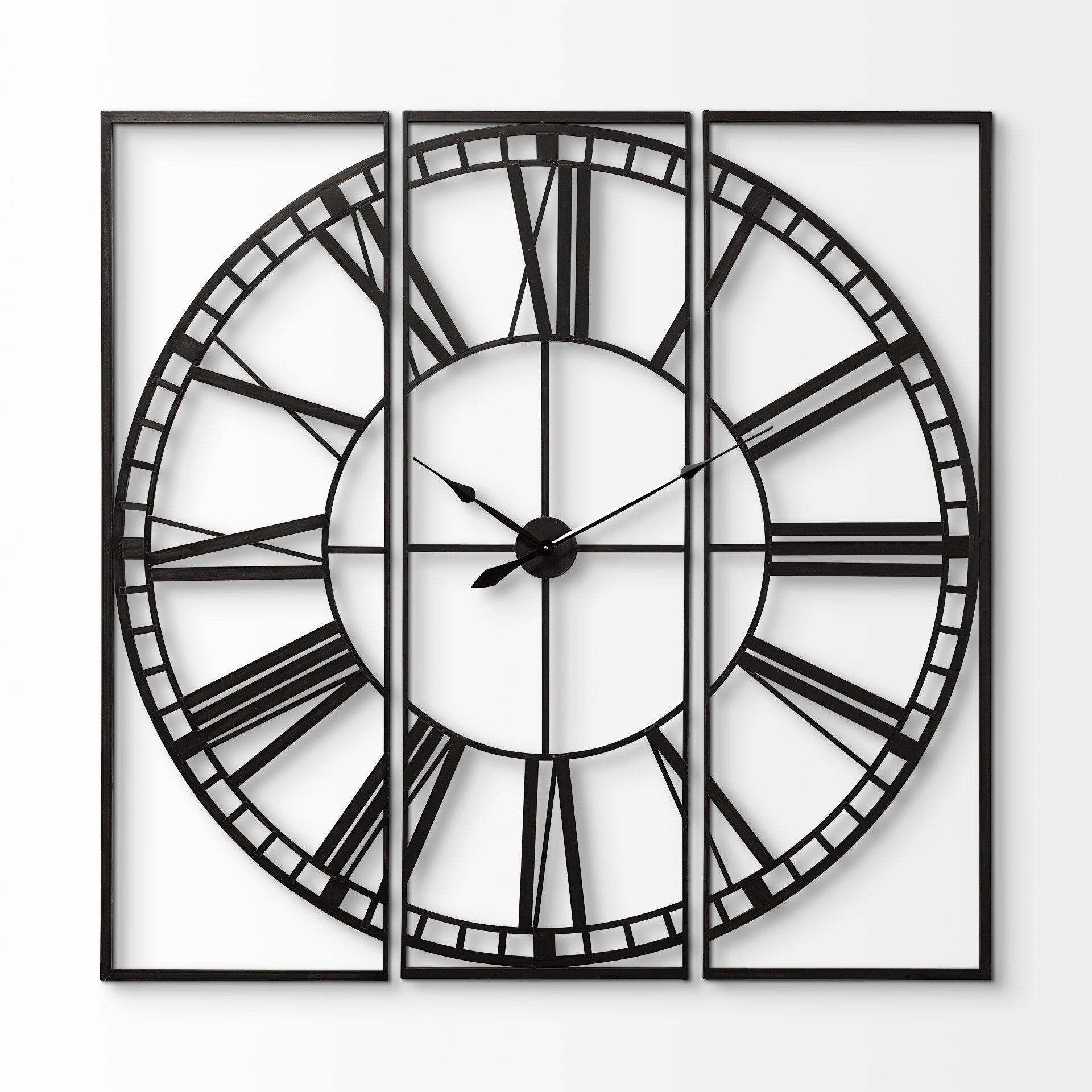 60" Round and Square Industrial Style Wall Clock