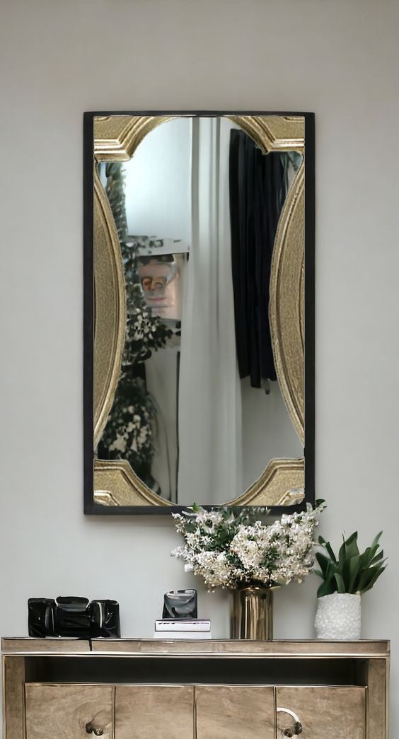 16" Gold Abstract Wood Framed Accent Mirror