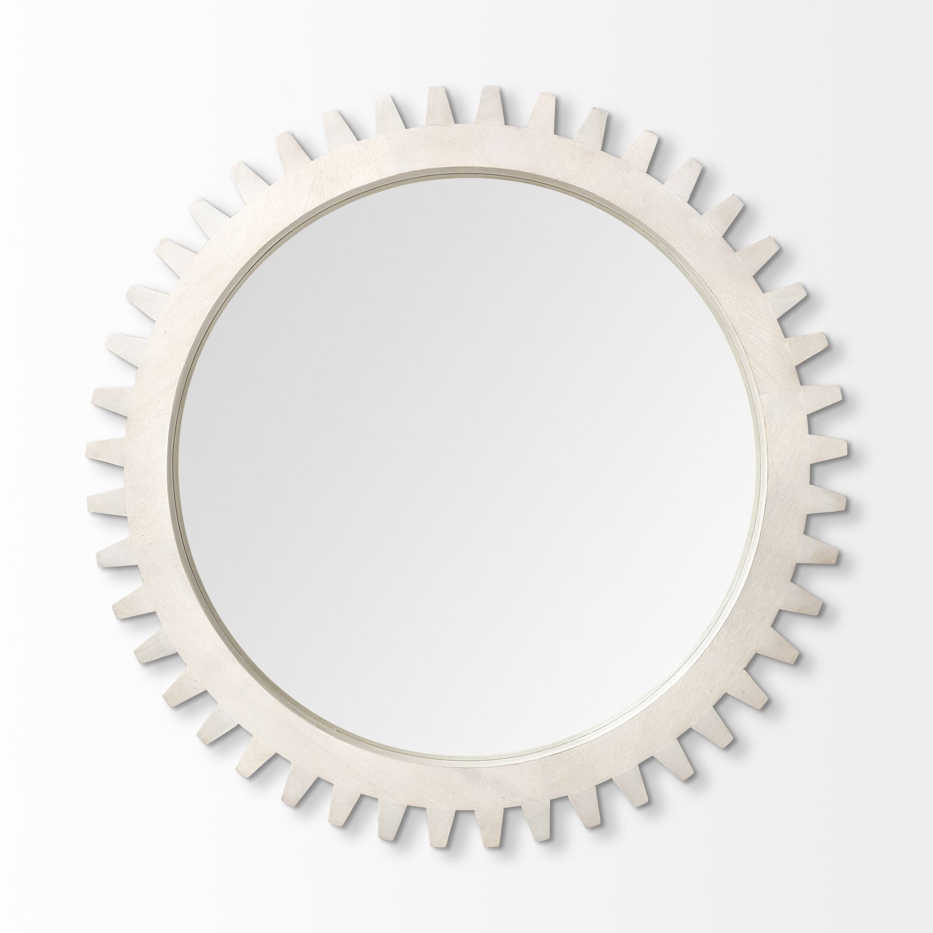 35.5" Round White Wood Frame Wall Mirror