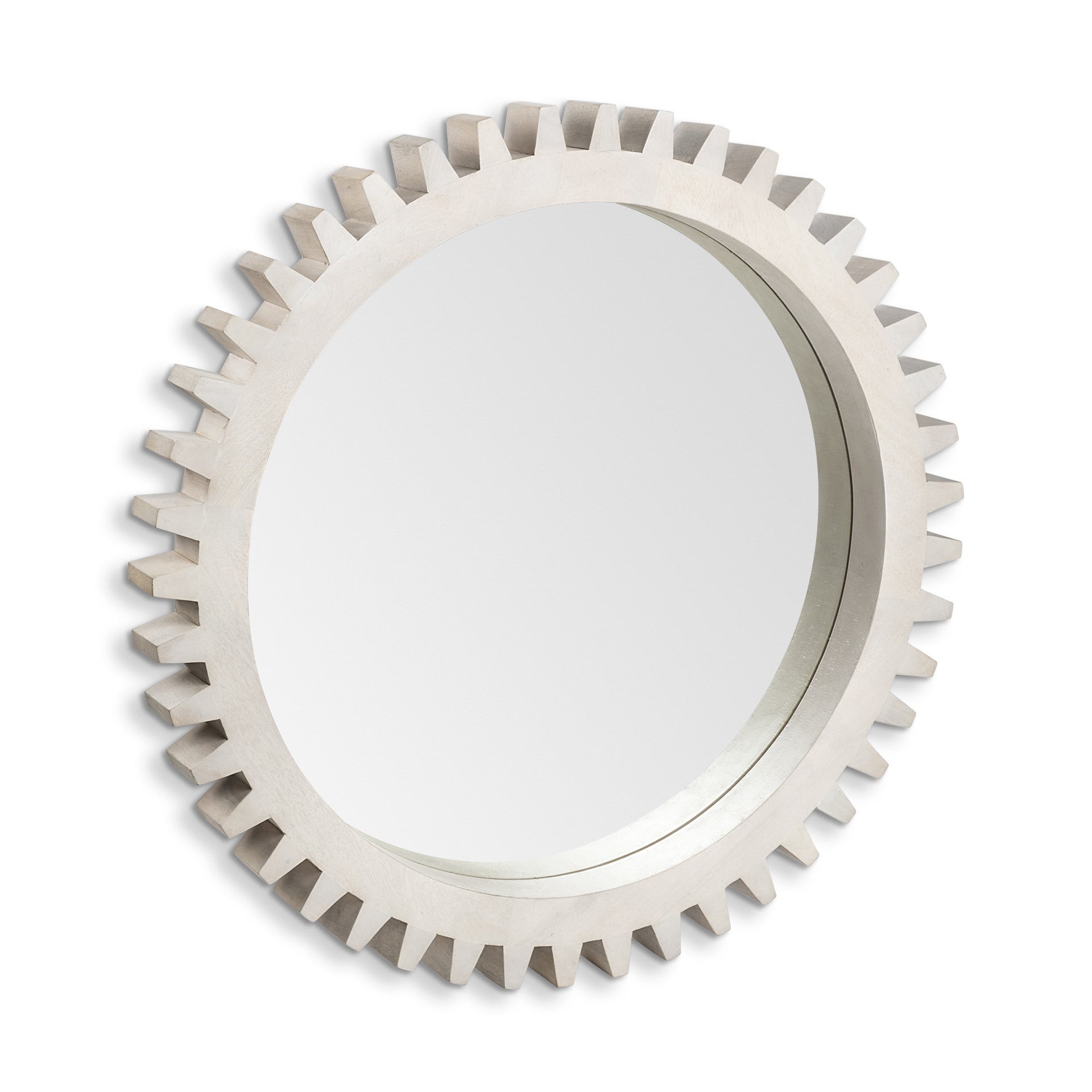 35.5" Round White Wood Frame Wall Mirror
