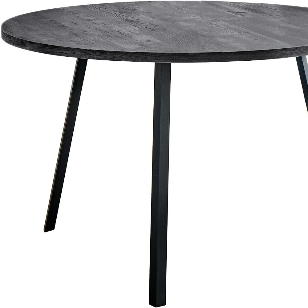 47" Gray And Black Rounded Metal Three Leg Base Dining Table