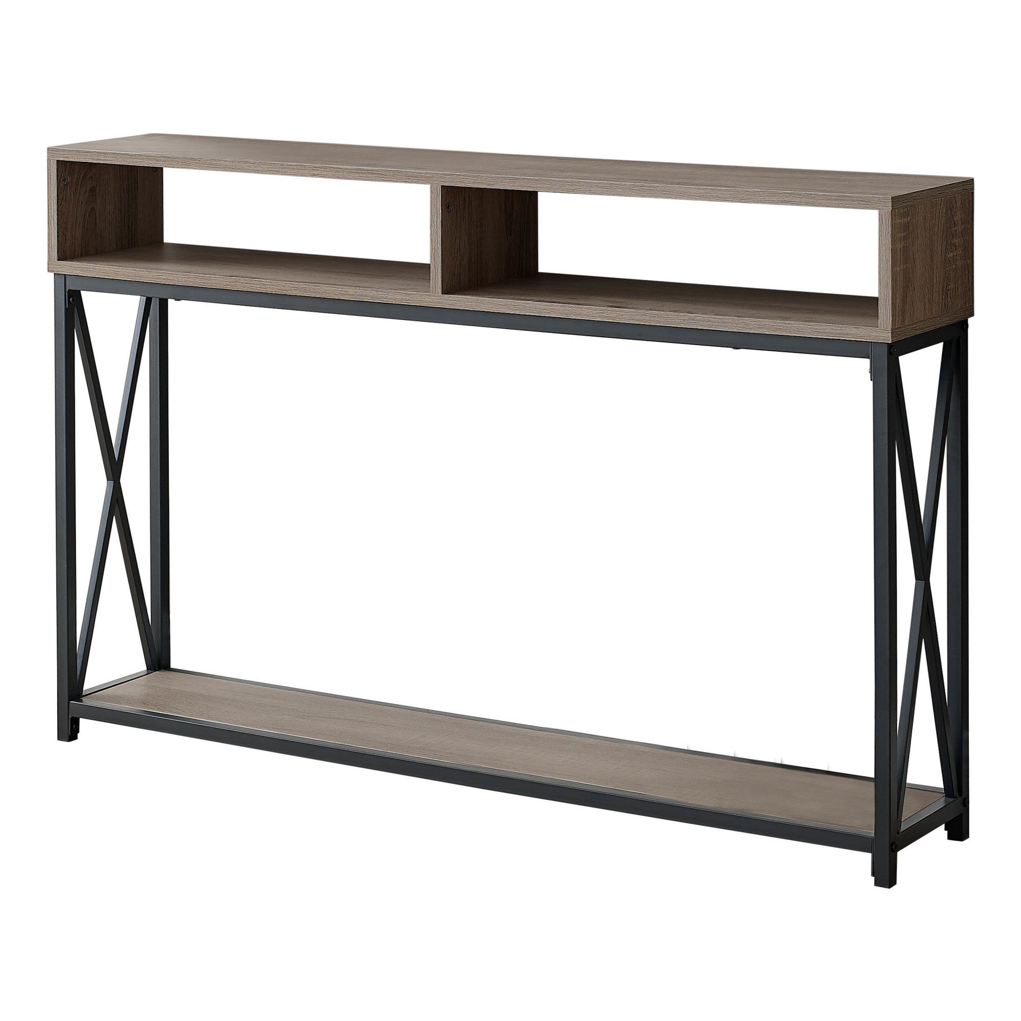 47" Taupe And Black Frame Console Table With Storage