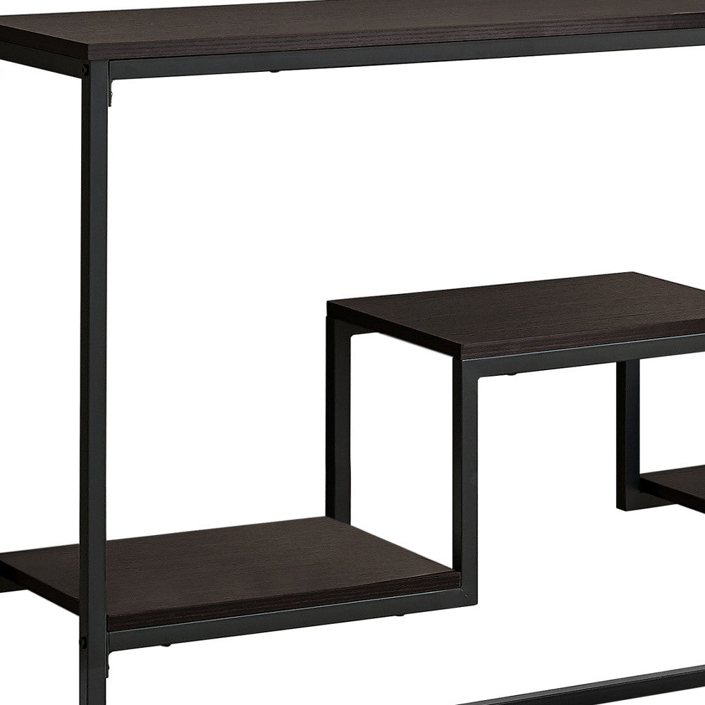 48" Brown And Black Frame Console Table With Storage