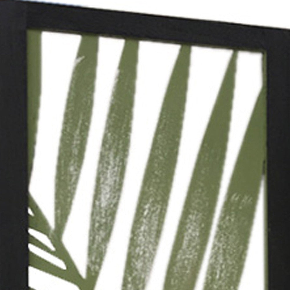 3 Panel Green Room Divider With Tropical Leaf