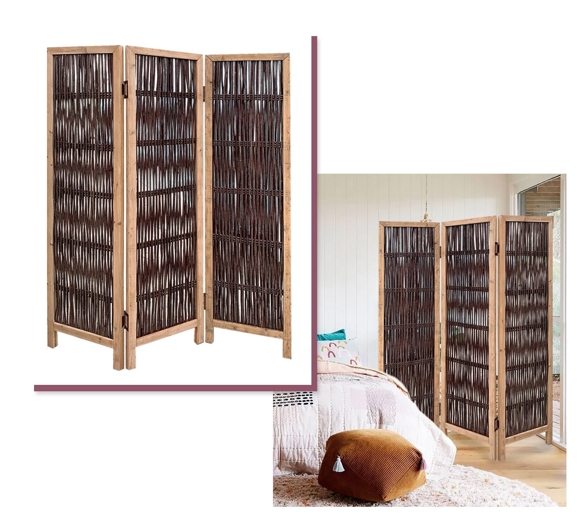 3 Panel Kirkwood Room Divider With Interconnecting Branches Design