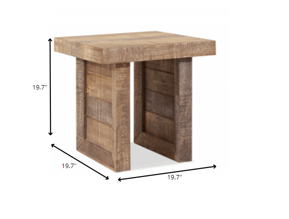 20" Brown Solid Wood Square End Table