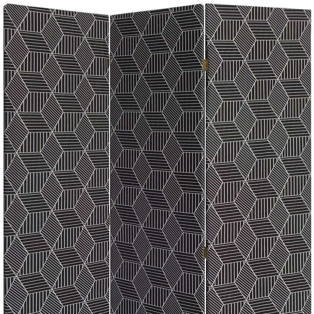 3 Panel Black Soft Fabric Finish Room Divider