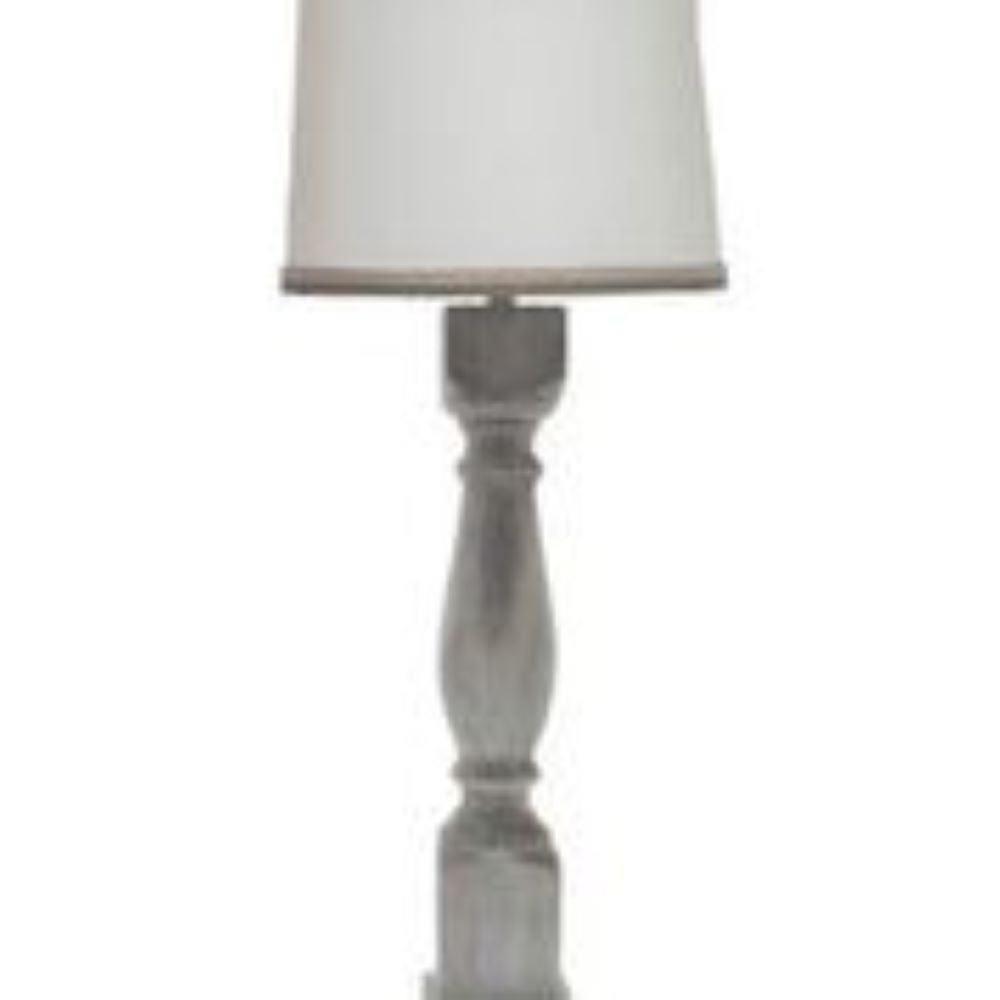 31" Gray Table Lamp With White Empire Shade