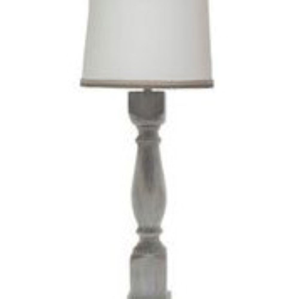 31" Gray Table Lamp With White Empire Shade