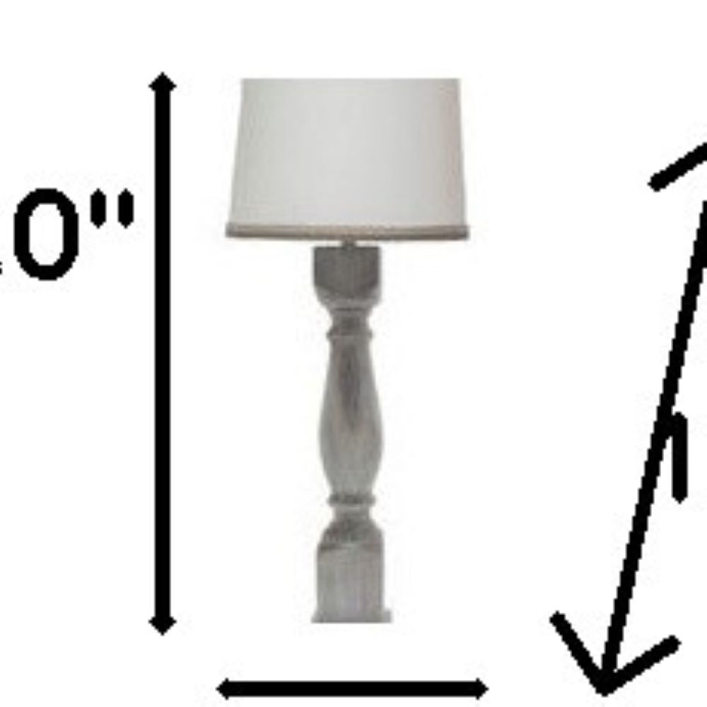 31" Gray Table Lamp With White Empire Shade