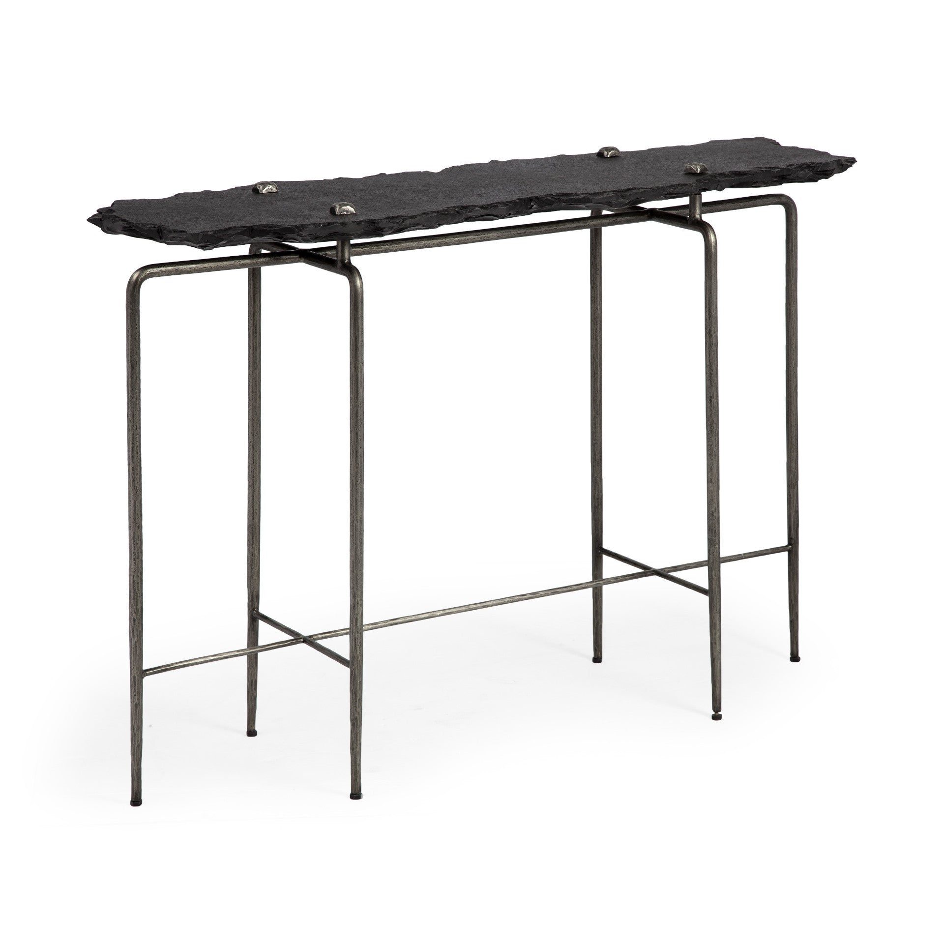 17" Black and Brown Slate 4 Legs Console Table