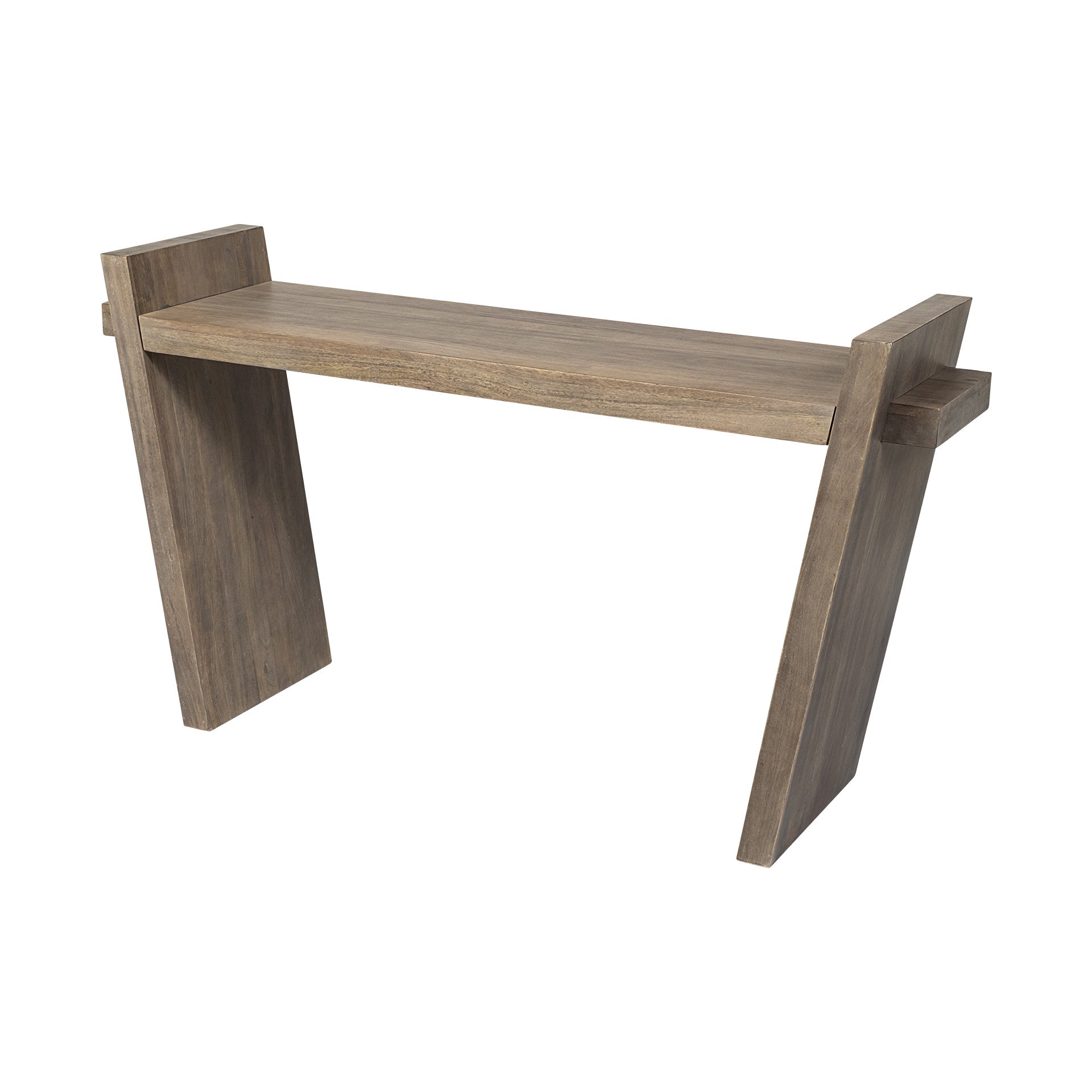 Medium Brown Solid Mango Wood Finish Console Table With Slanted Base Design