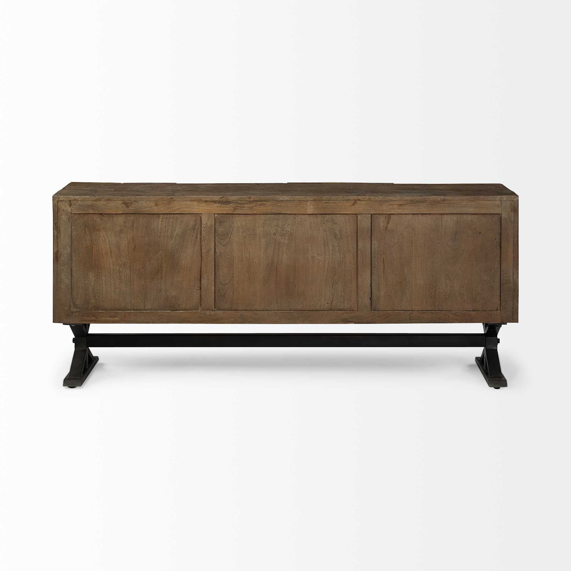 72" Brown Solid Wood Sideboard with Four Doors