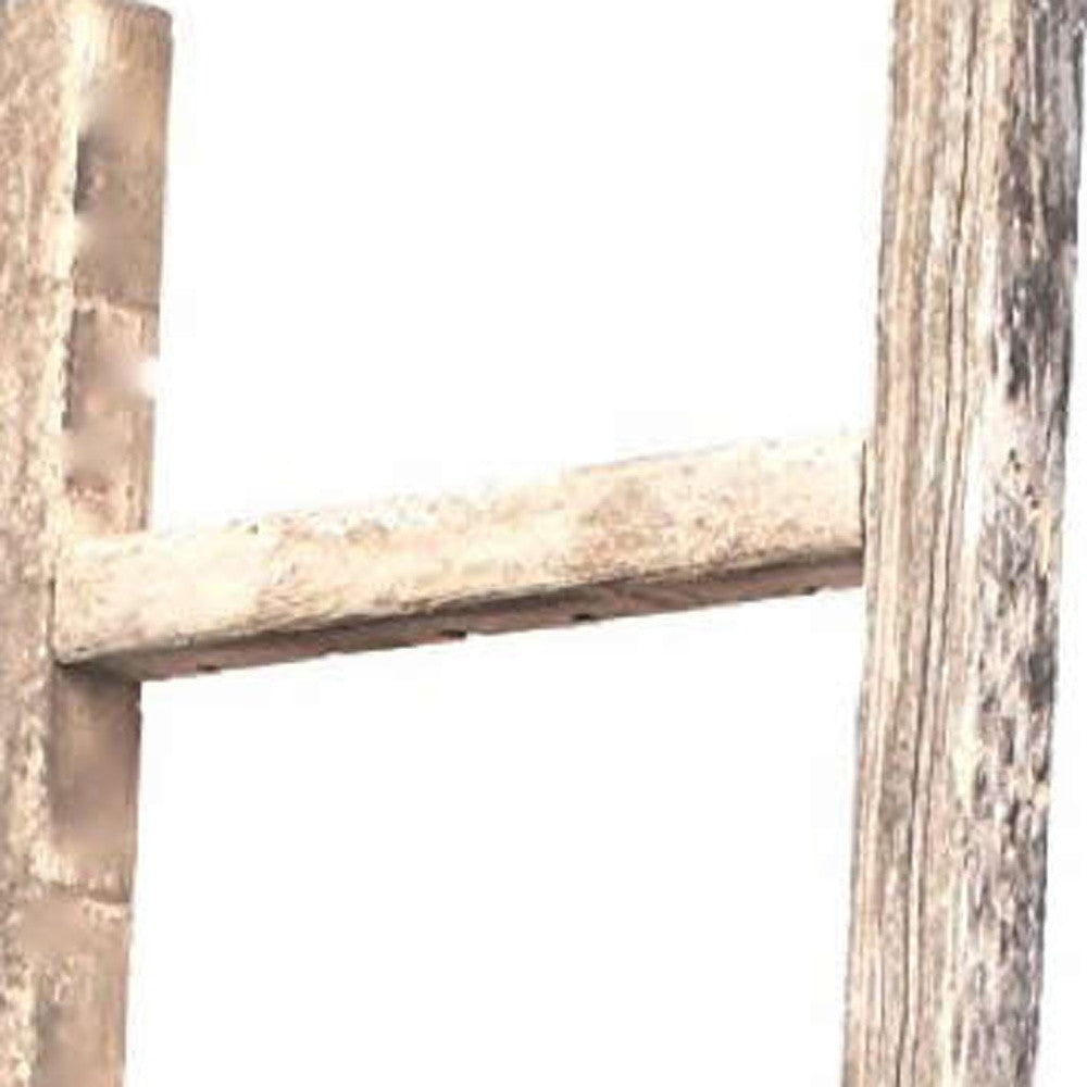 4 Step Rustic Weathered Grey Wood Ladder Shelf