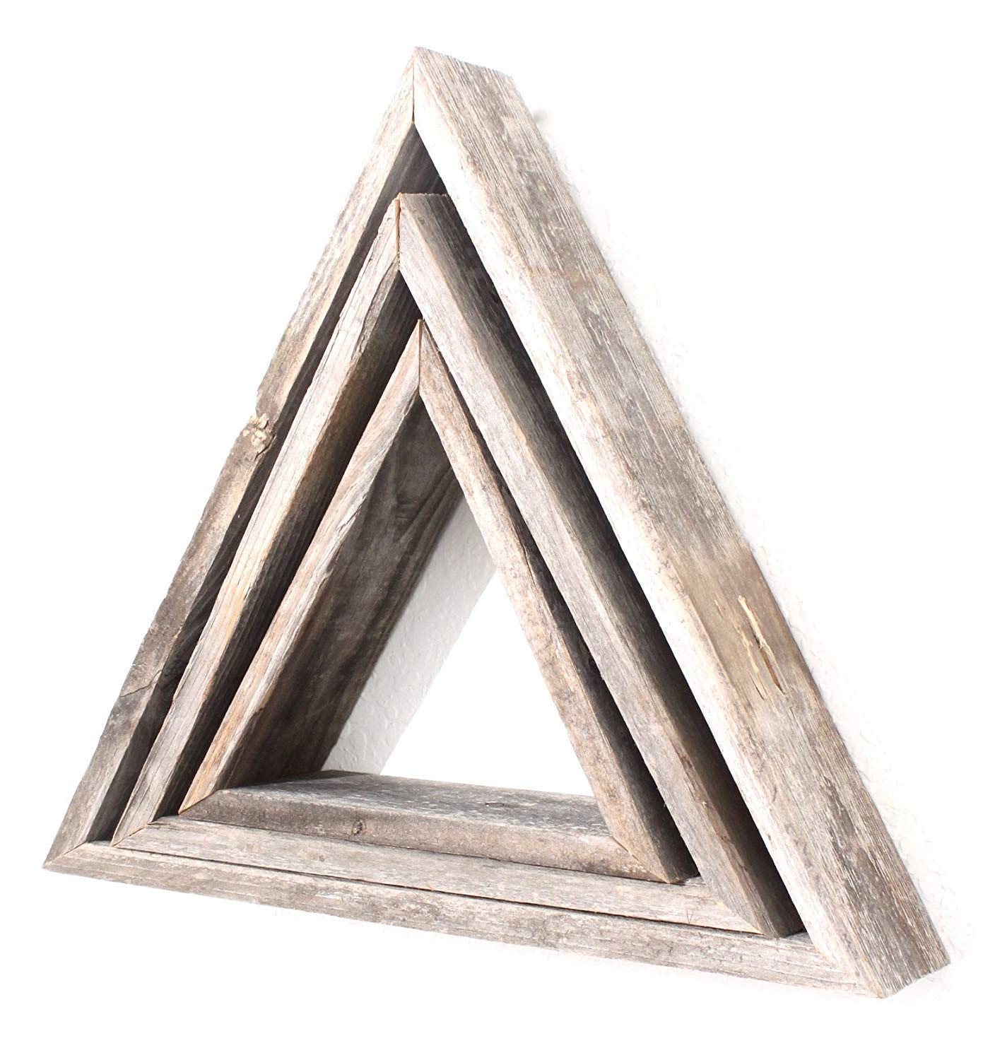 Set of Three Gray Wood Square Hanging Dimensional Sculpture