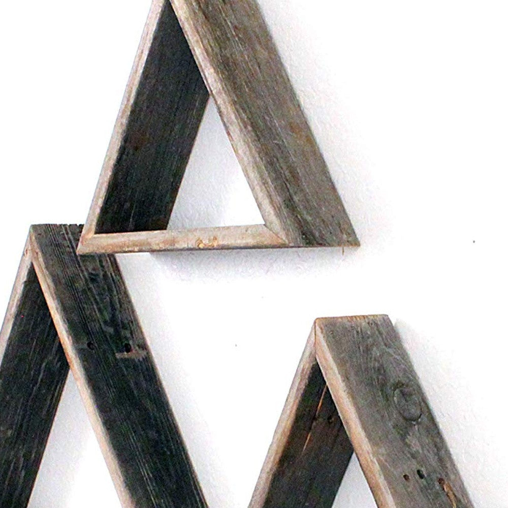 Set of Three Gray Wood Square Hanging Dimensional Sculpture