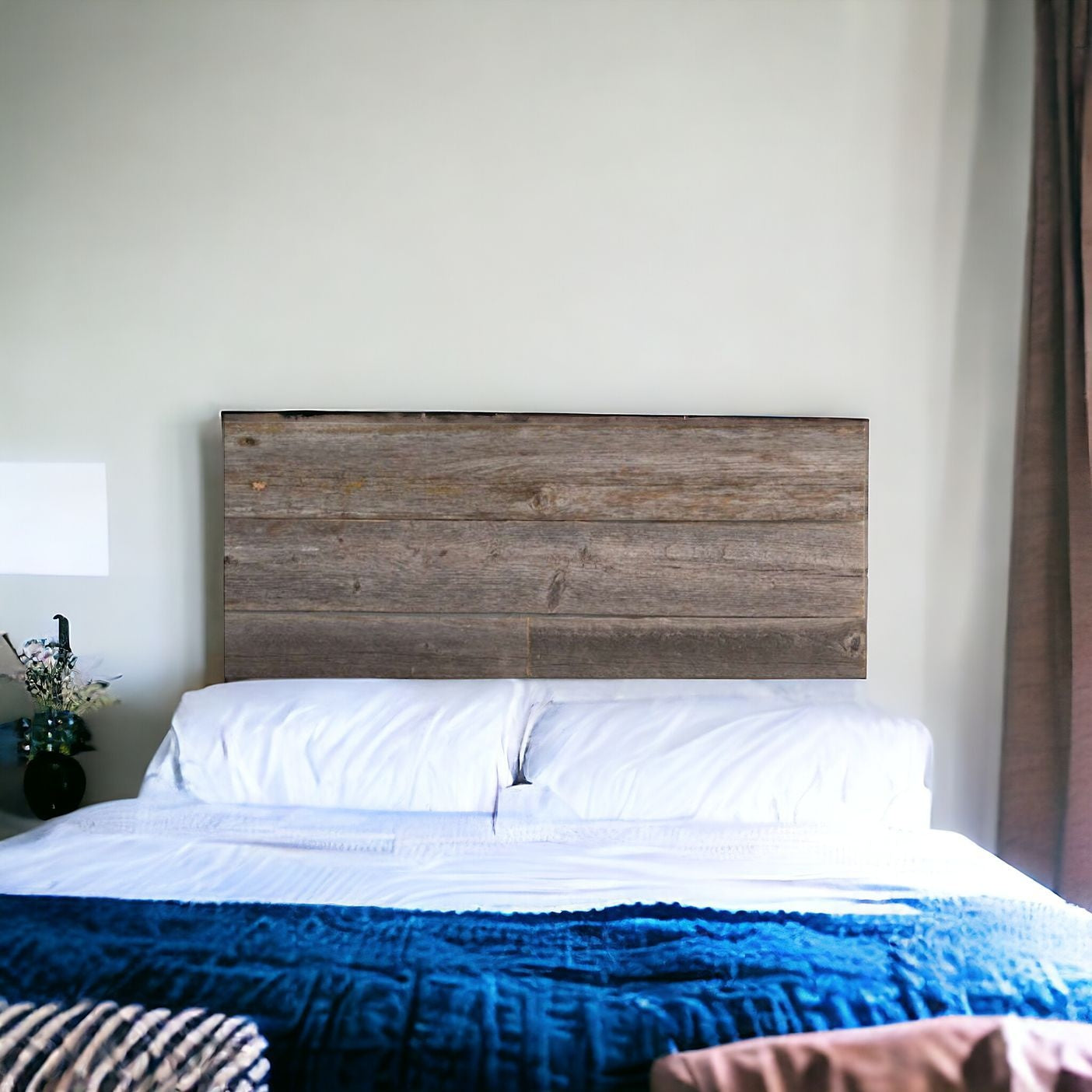 Set of Six 4" X 12" Gray and Brown Wood Planks Wall Decor