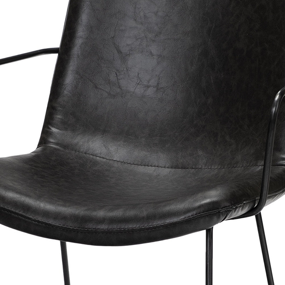 Black Faux Leather With Seat Black Iron Frame Dining Chair