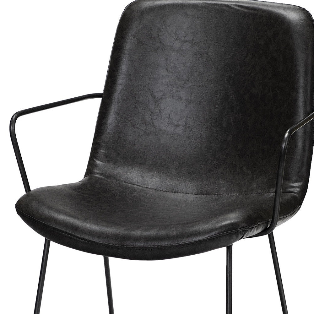 Black Faux Leather With Seat Black Iron Frame Dining Chair