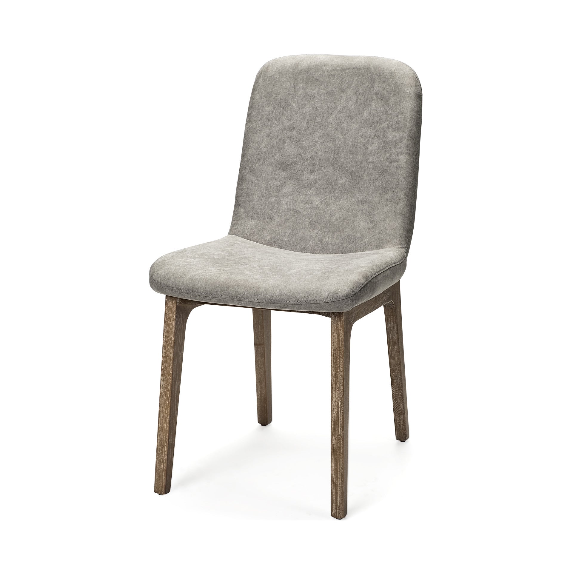 Set Of Two Gray And Brown Upholstered Fabric Side Chairs