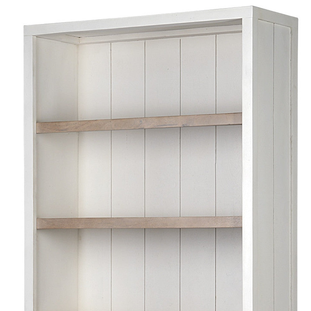 White And Medium Brown Wood Shelving Unit With 3 Shelves