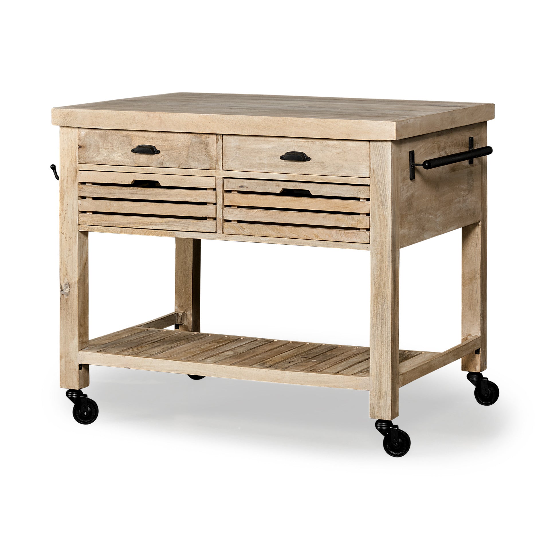 Modern Farmhouse Rolling Kitchen Island Or Bar Cart