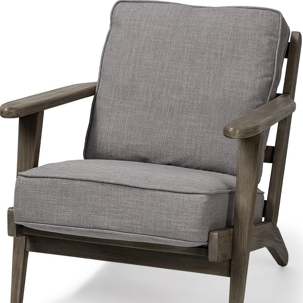 31" Gray And Brown Fabric Lounge Chair