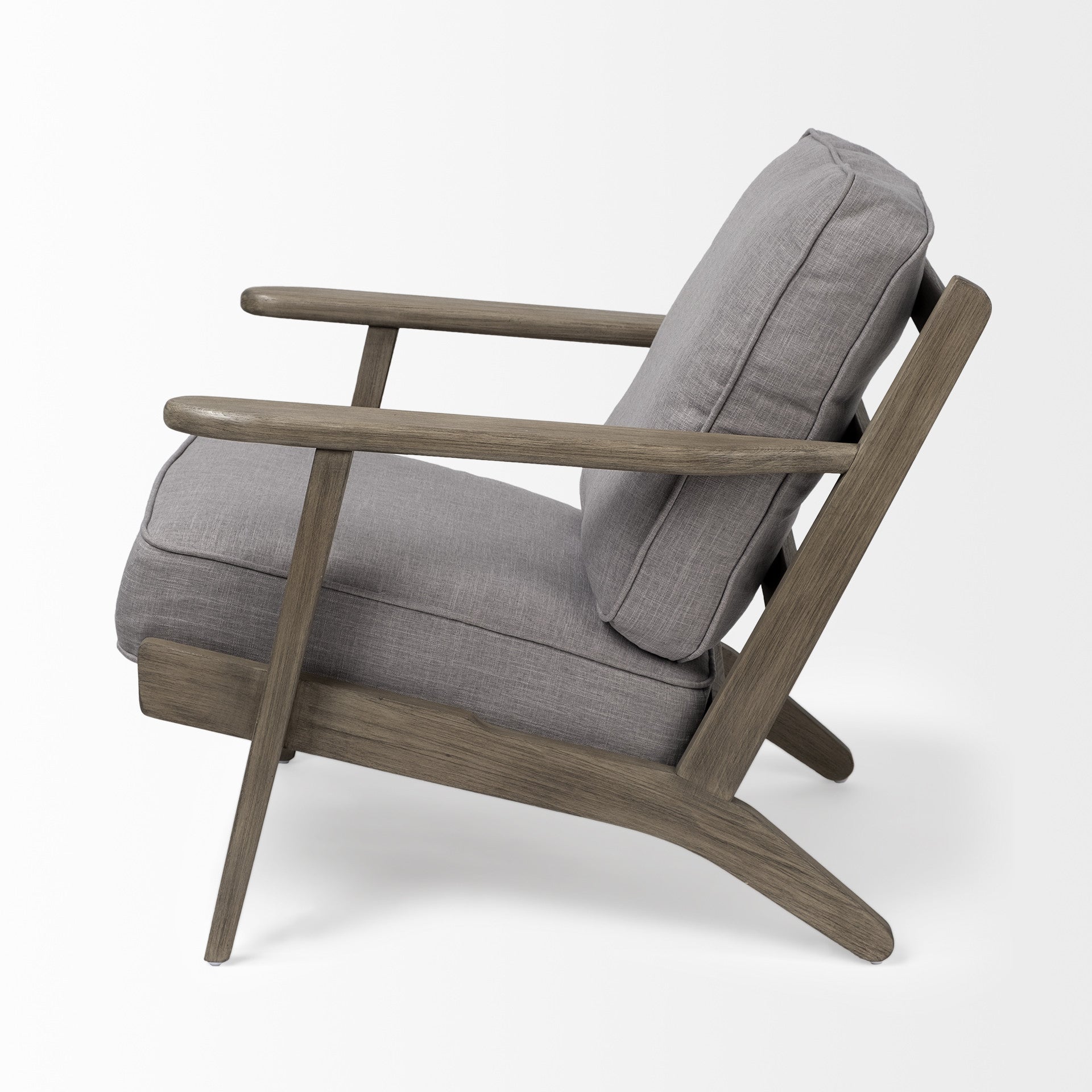 31" Gray And Brown Fabric Lounge Chair