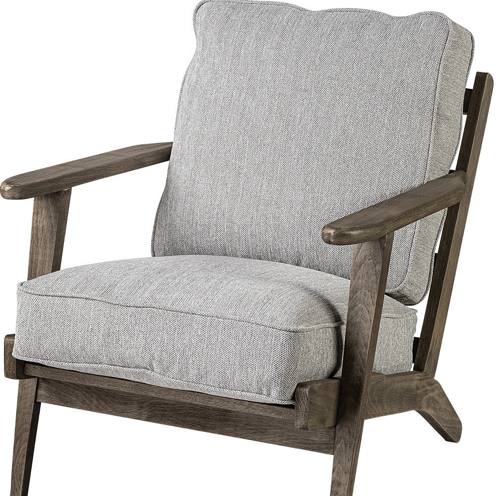 Frost Grey Fabric Wrapped Honey Wooden Frame Accent Chair