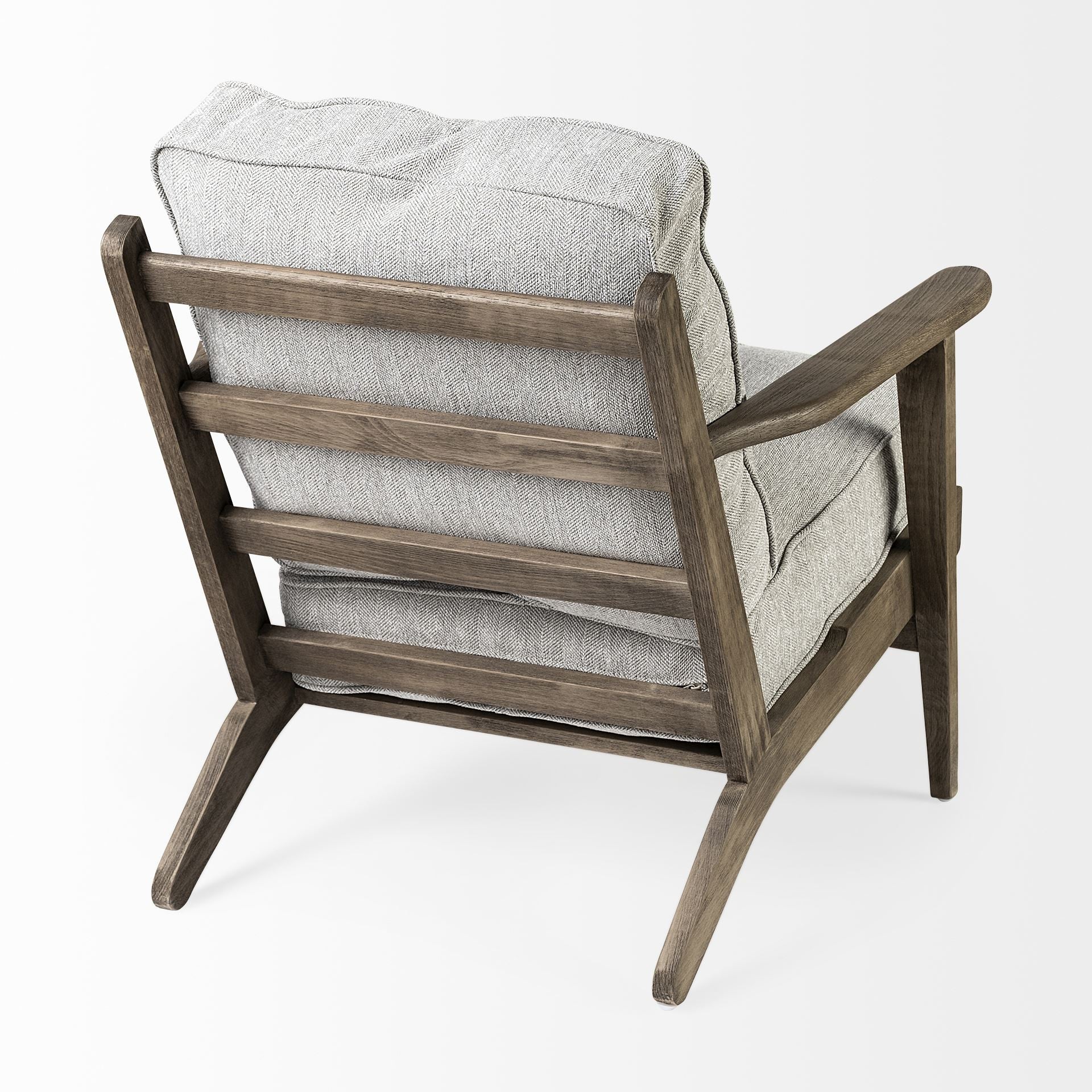 Frost Grey Fabric Wrapped Honey Wooden Frame Accent Chair