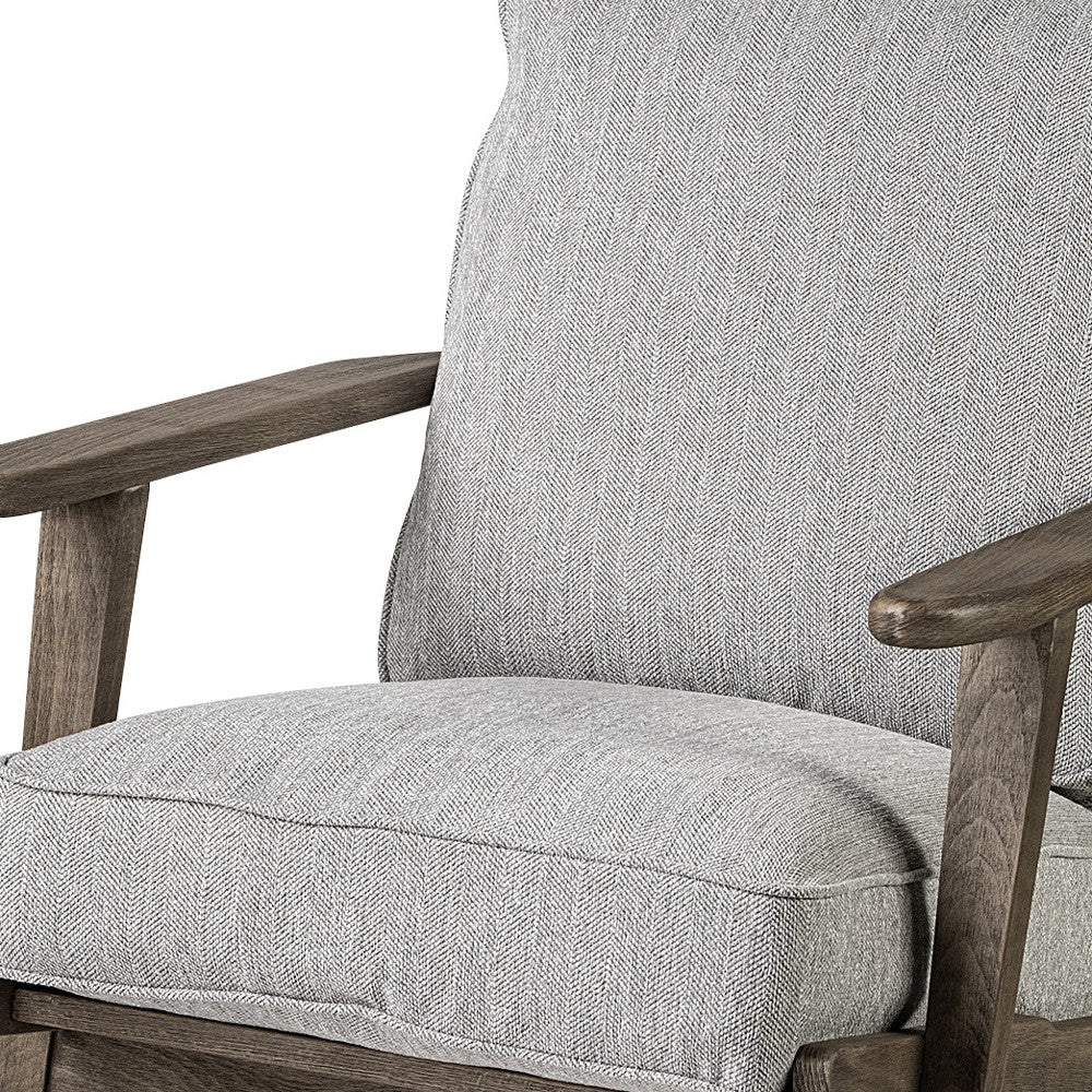 Frost Grey Fabric Wrapped Honey Wooden Frame Accent Chair