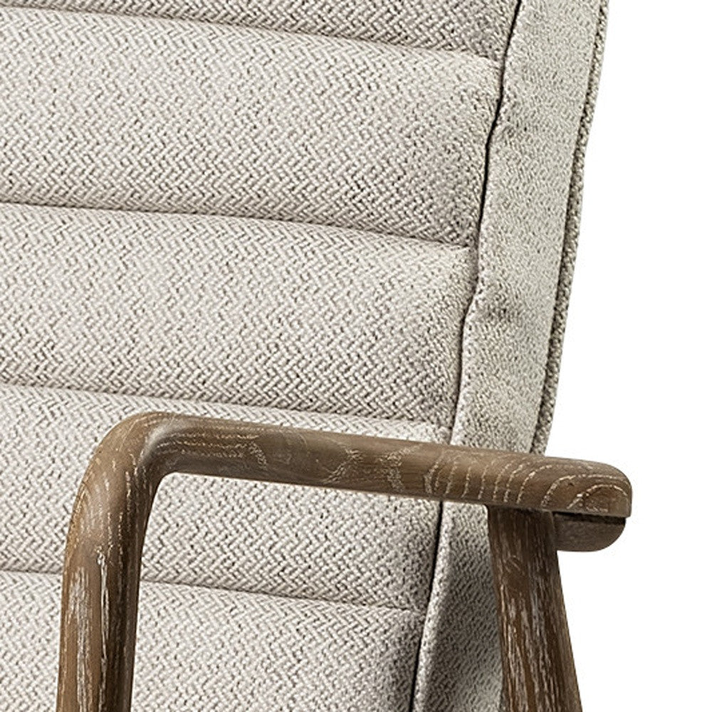 28" Cream and Brown Fabric Lounge Chair