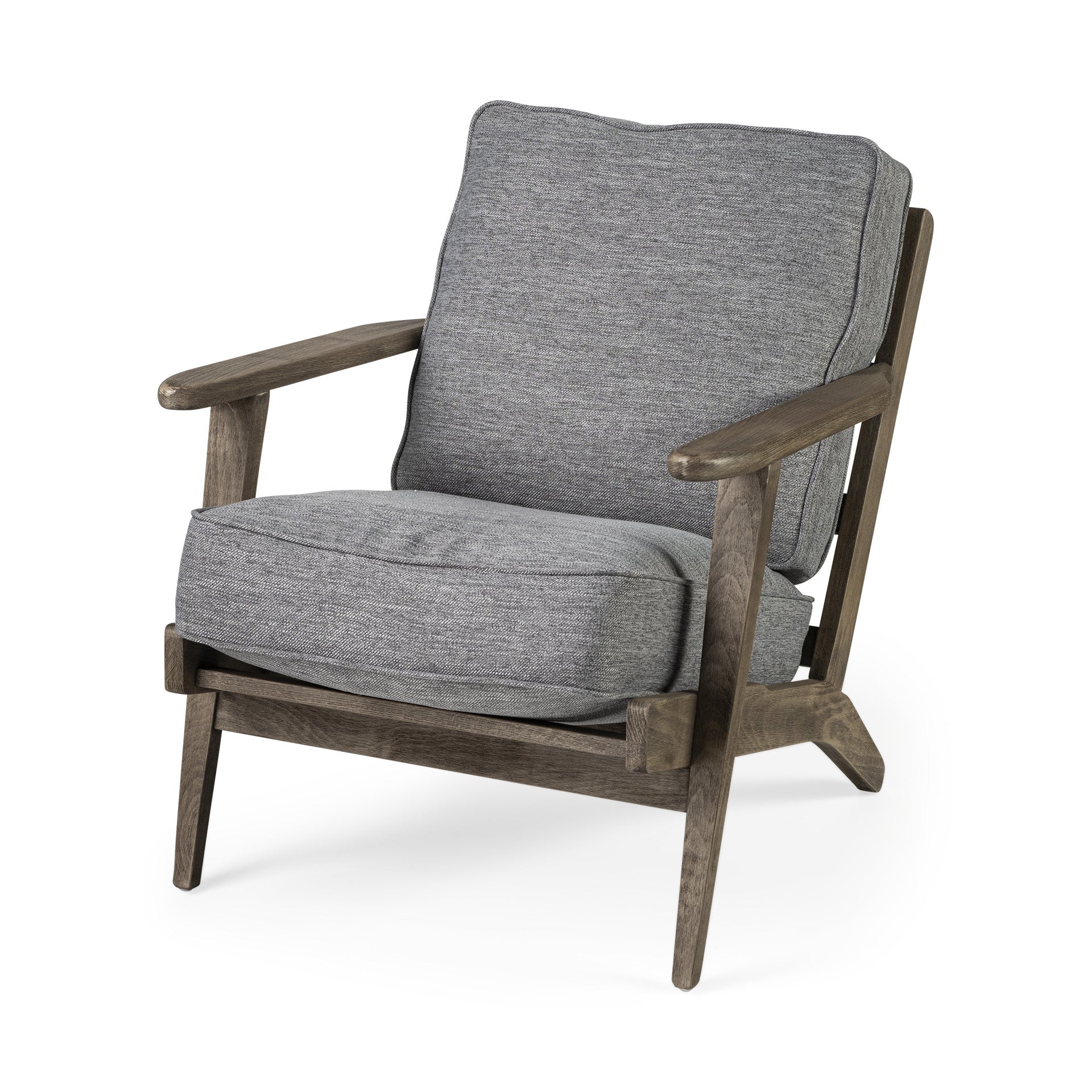 31" Gray and Brown Fabric Lounge Chair