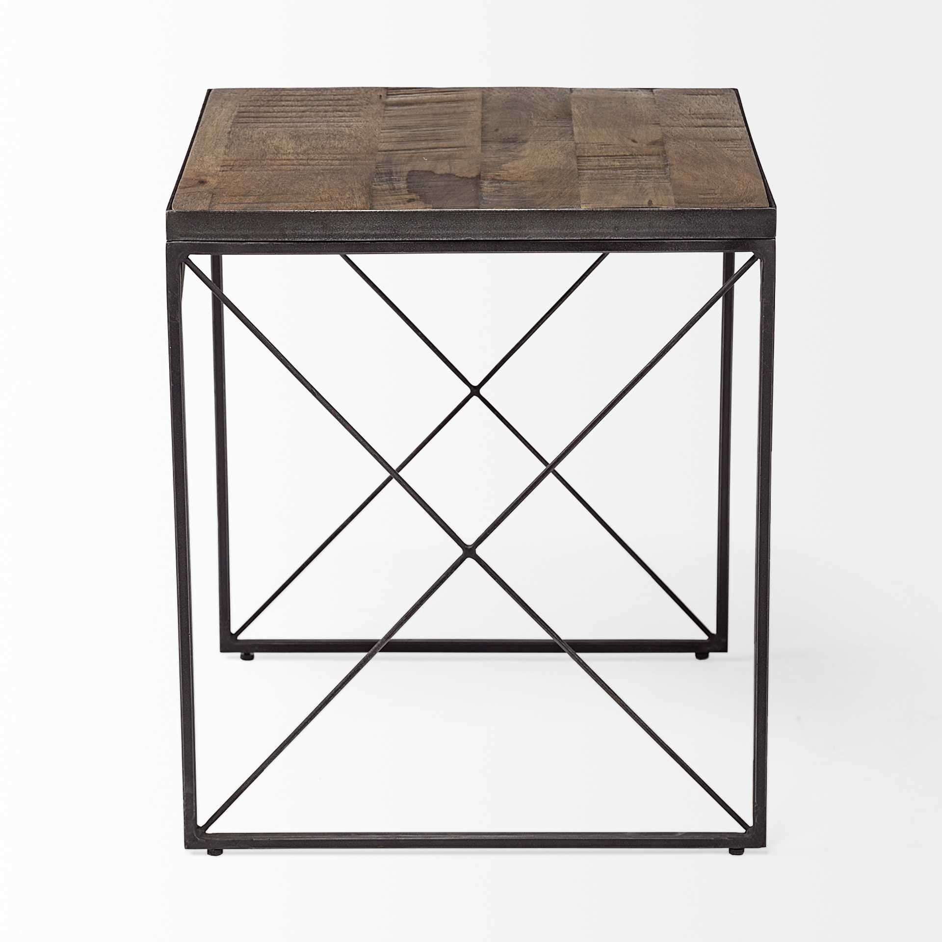 23" Brown Solid Wood Square End Table