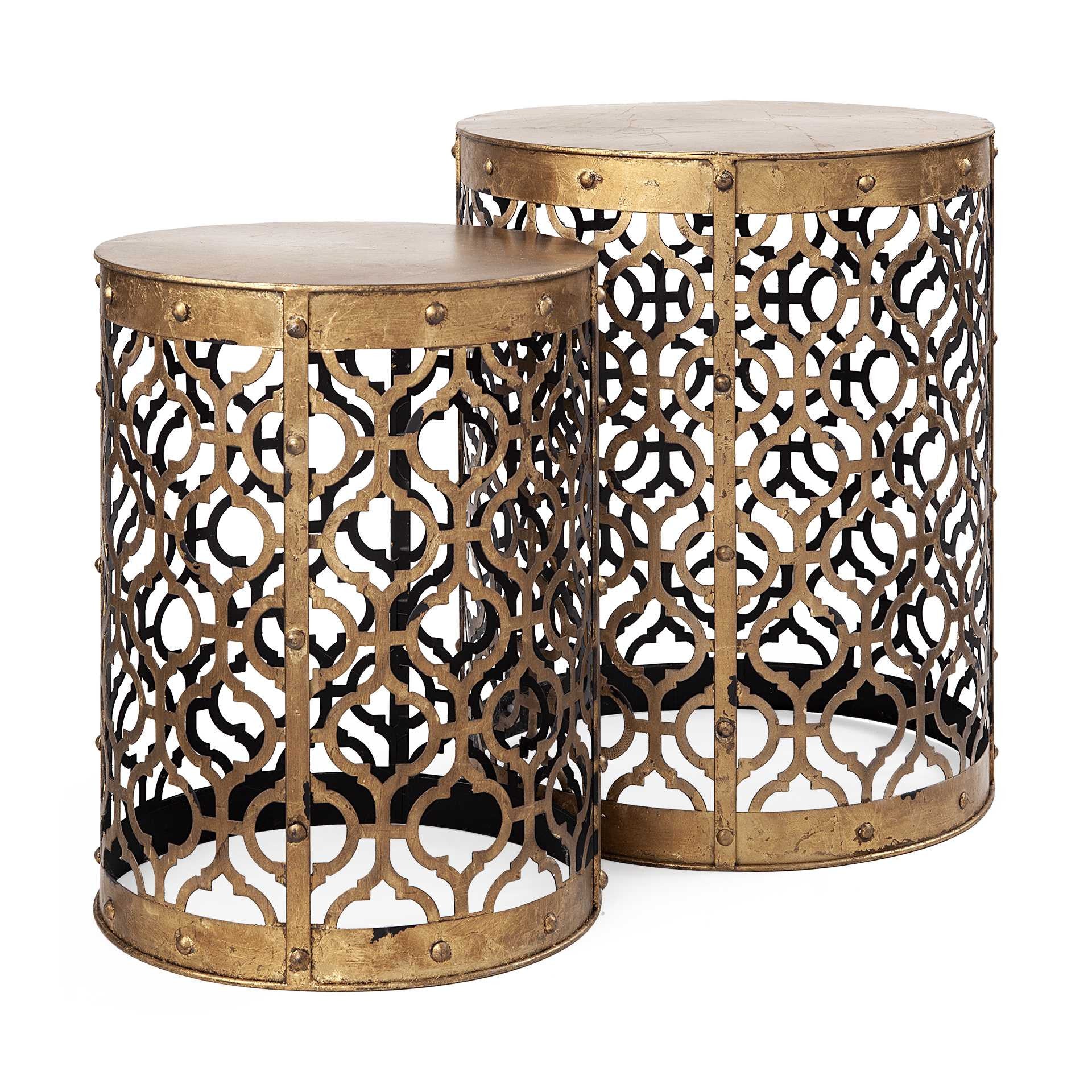 Set of Two 20" Gold Unavailable Round End Table