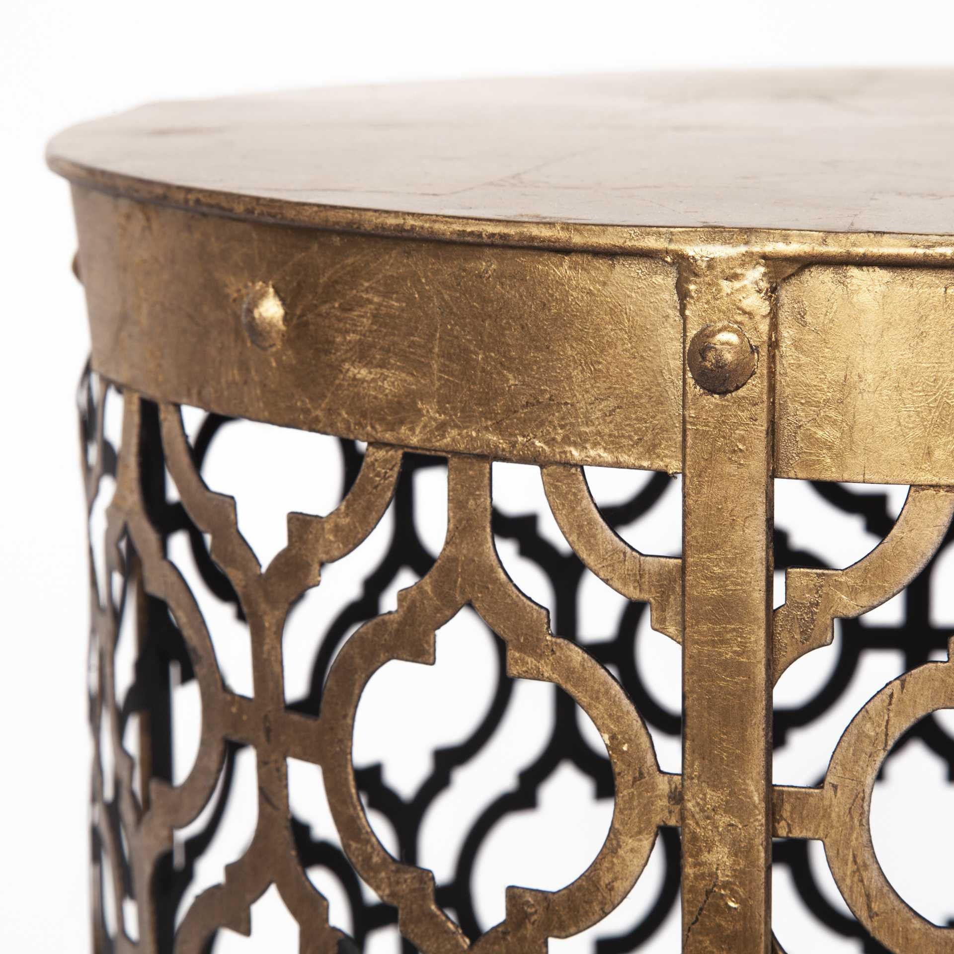 Set of Two 20" Gold Unavailable Round End Table