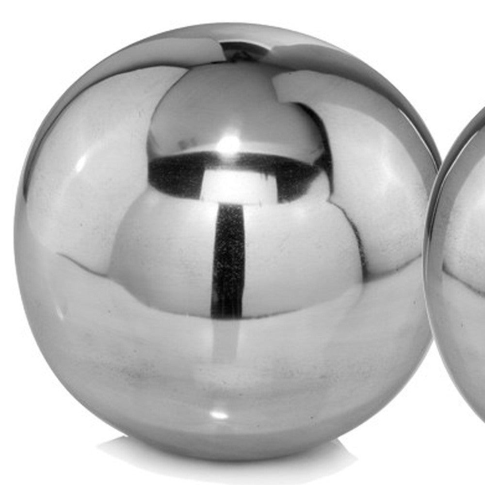 Set Of Two Shiny Polished Aluminum Spheres