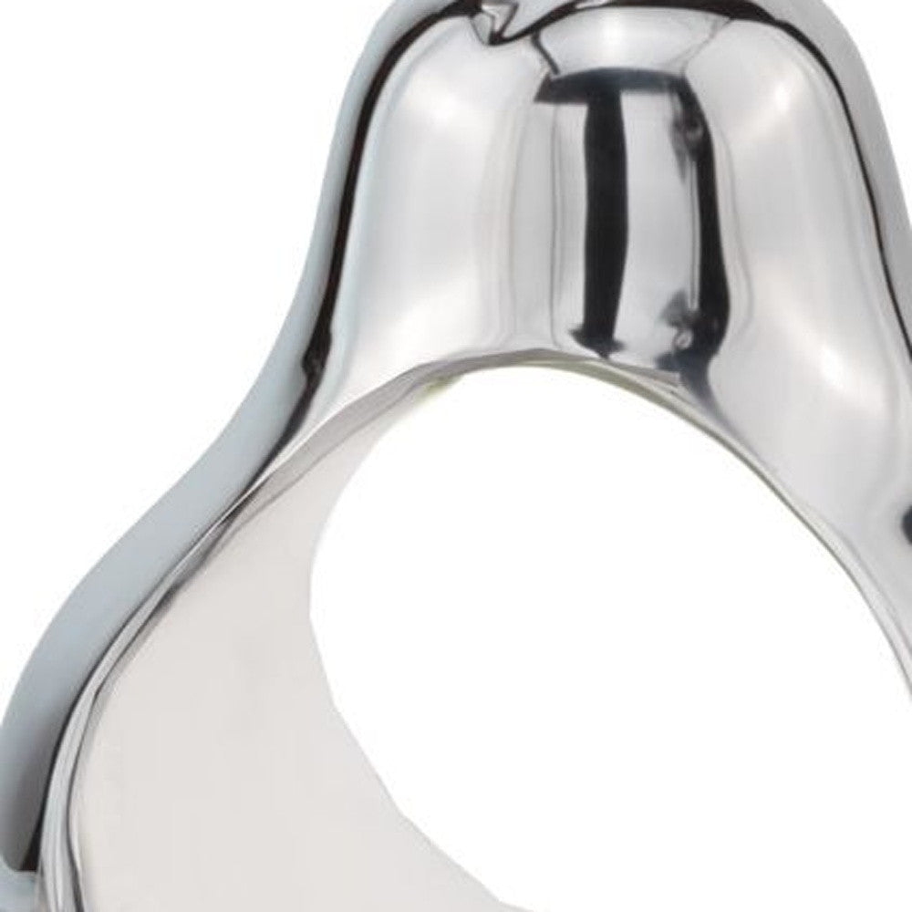 Pear Shaped Aliminum  Cast Decorative Accent Bowl In White Interior