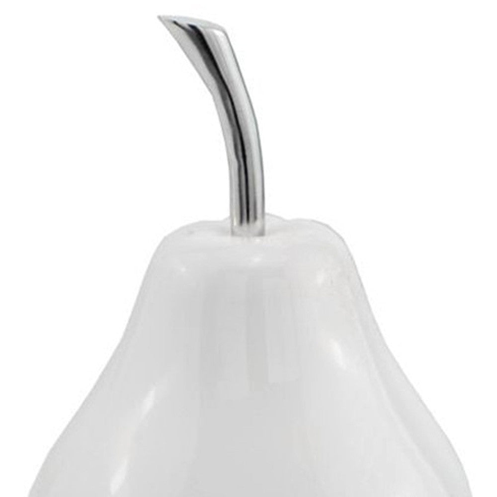 White Coated Mini Pear Shaped Aluminum Accent Home Decor