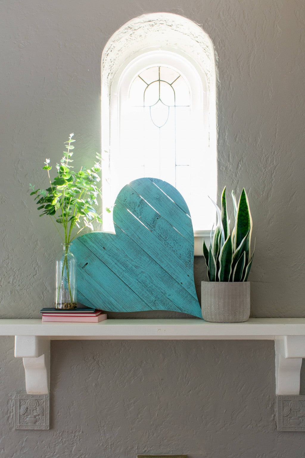 24" Turquoise Reclaimed Wood Heart Wall Decor