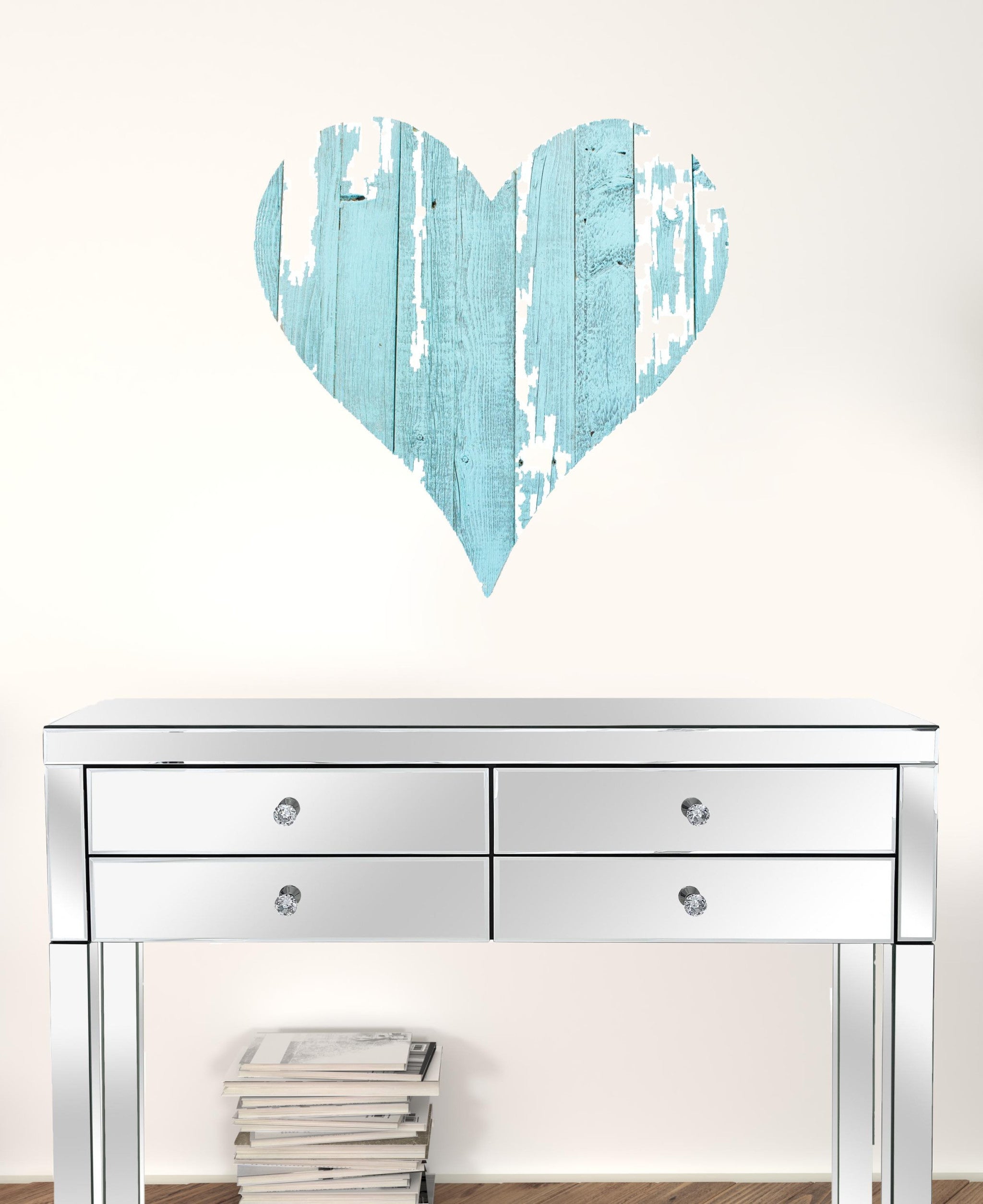 24" Turquoise Reclaimed Wood Heart Wall Decor