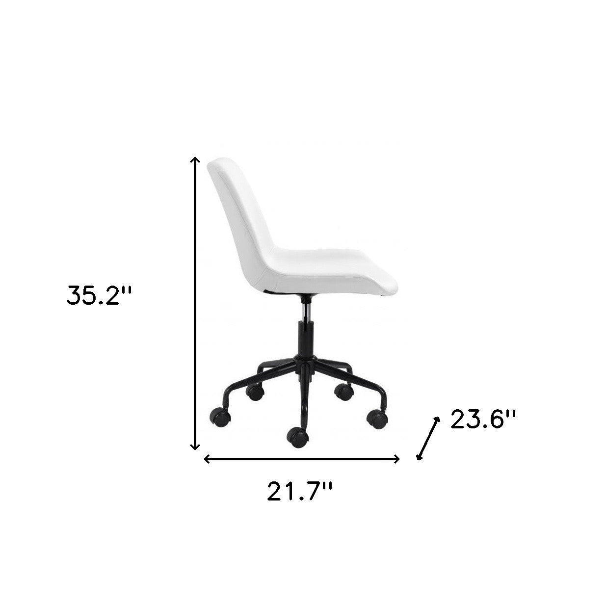 White Faux Leather Seat Swivel Adjustable Task Chair Leather Back Steel Frame