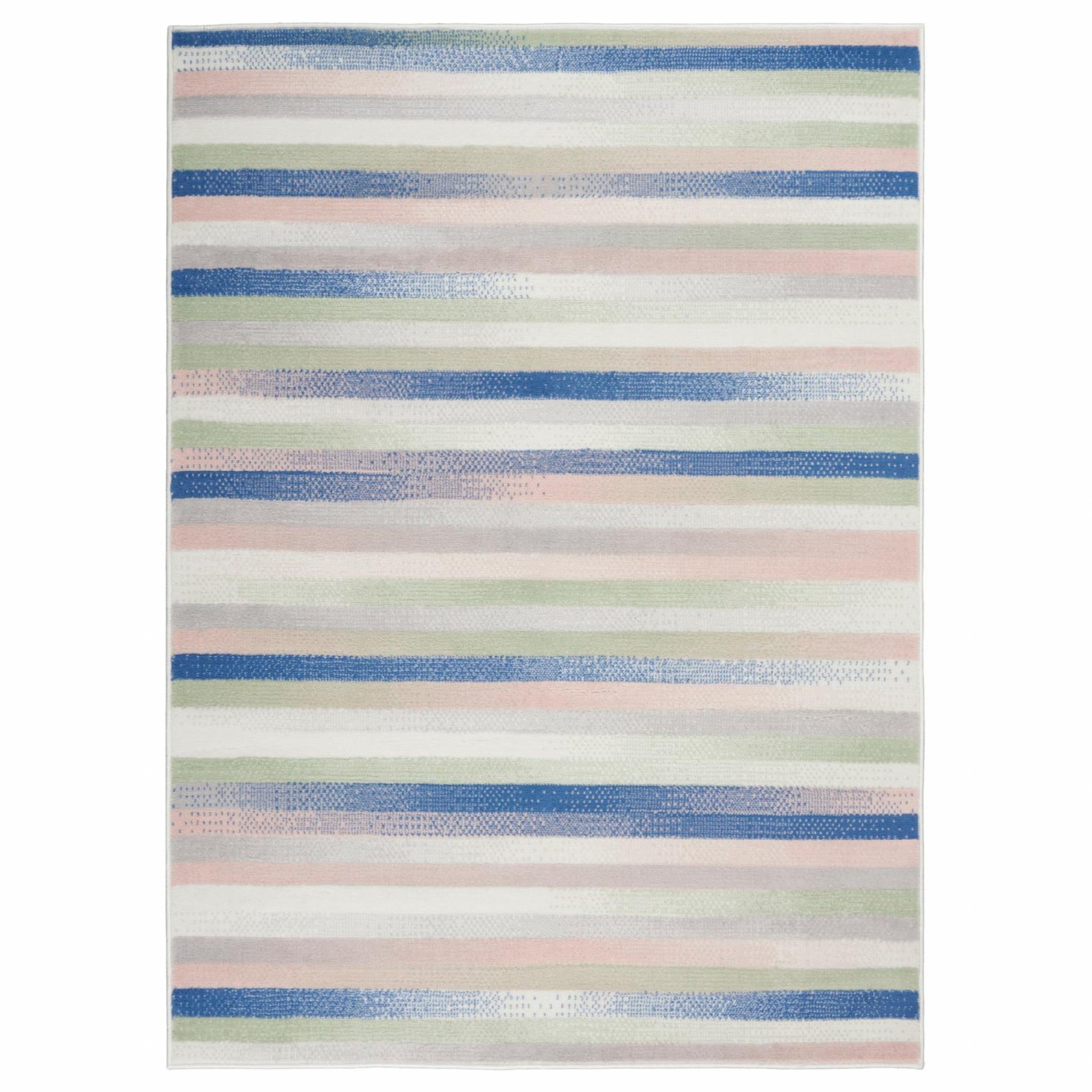 4' X 6' Navy Blue Striped Dhurrie Area Rug