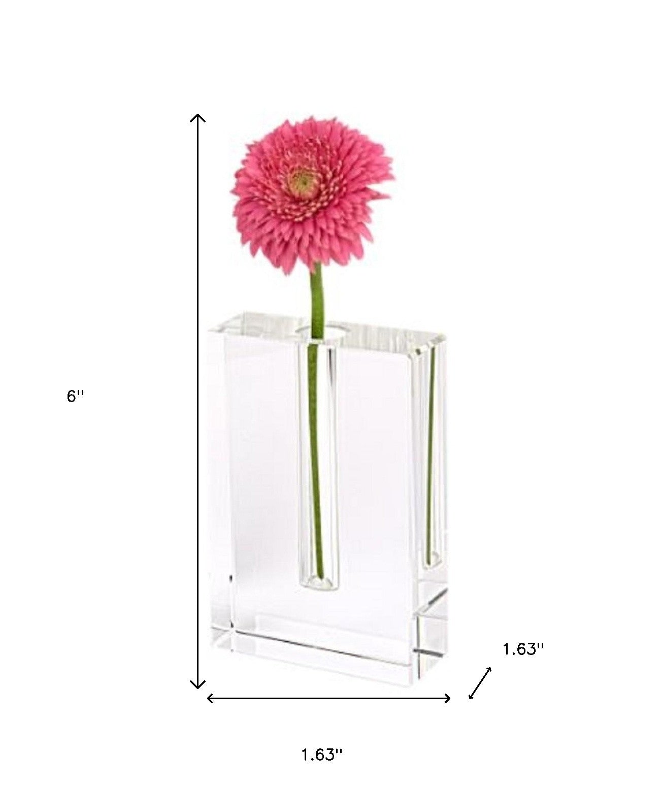 6" Clear Square Crystal Glass Table Vase