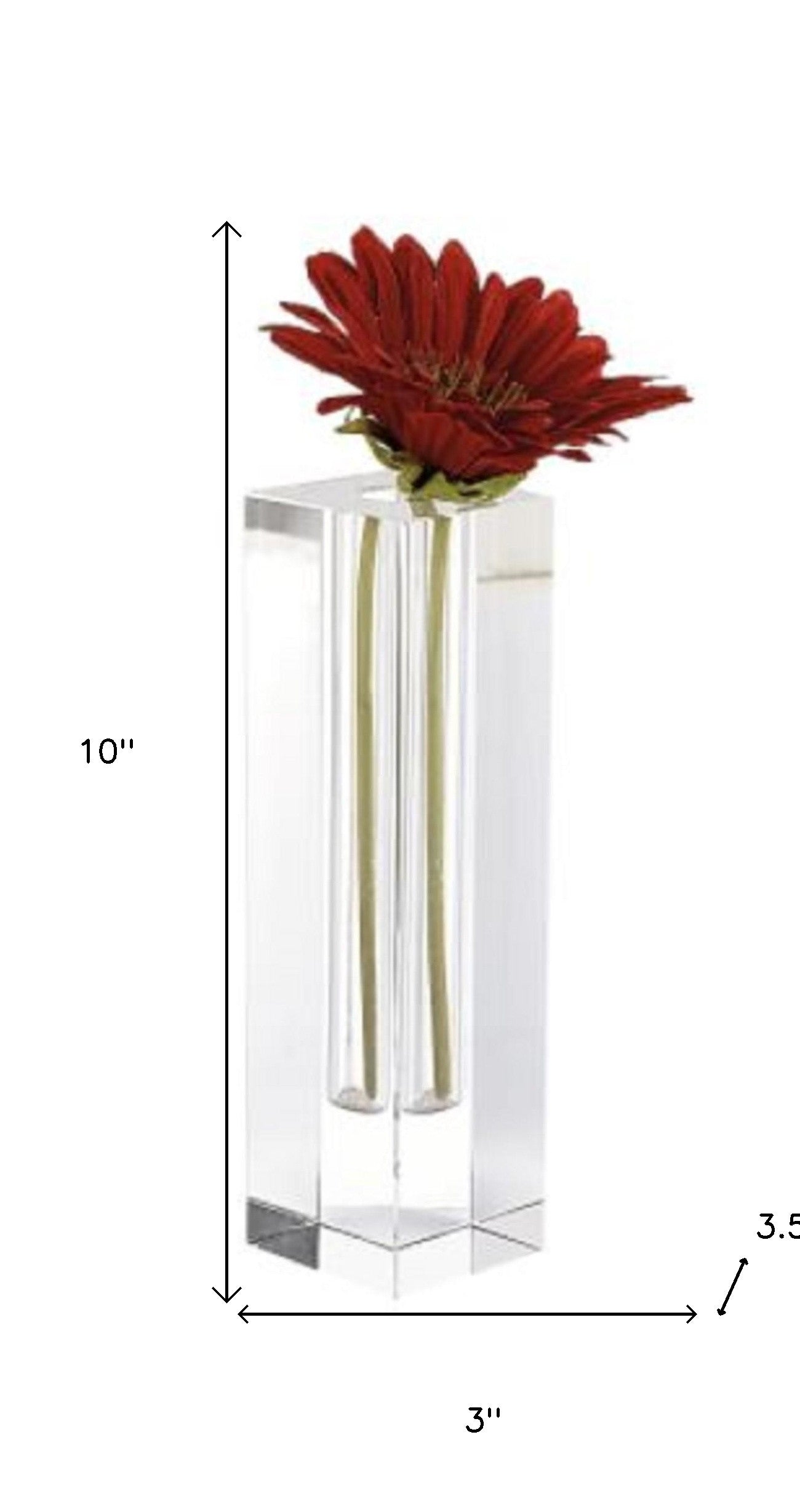 Modern Clear Tall Block Optical Crystal Vase