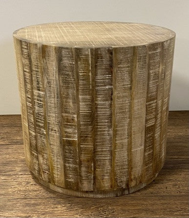 Updated Rustic Round Stump End Table