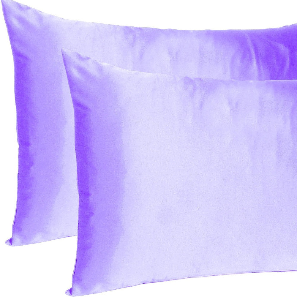 Purple Dreamy Set Of 2 Silky Satin King Pillowcases