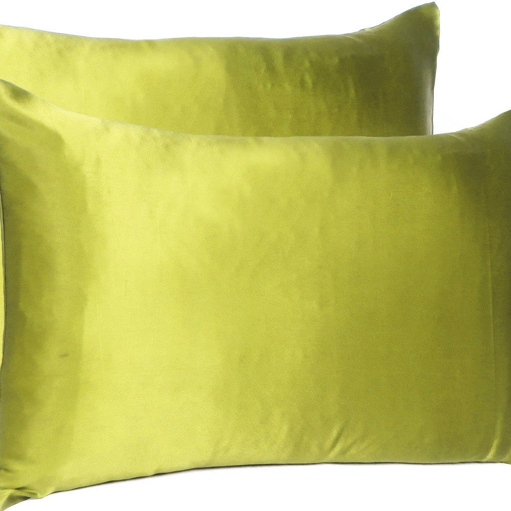Lemongrass Dreamy Set Of 2 Silky Satin King Pillowcases