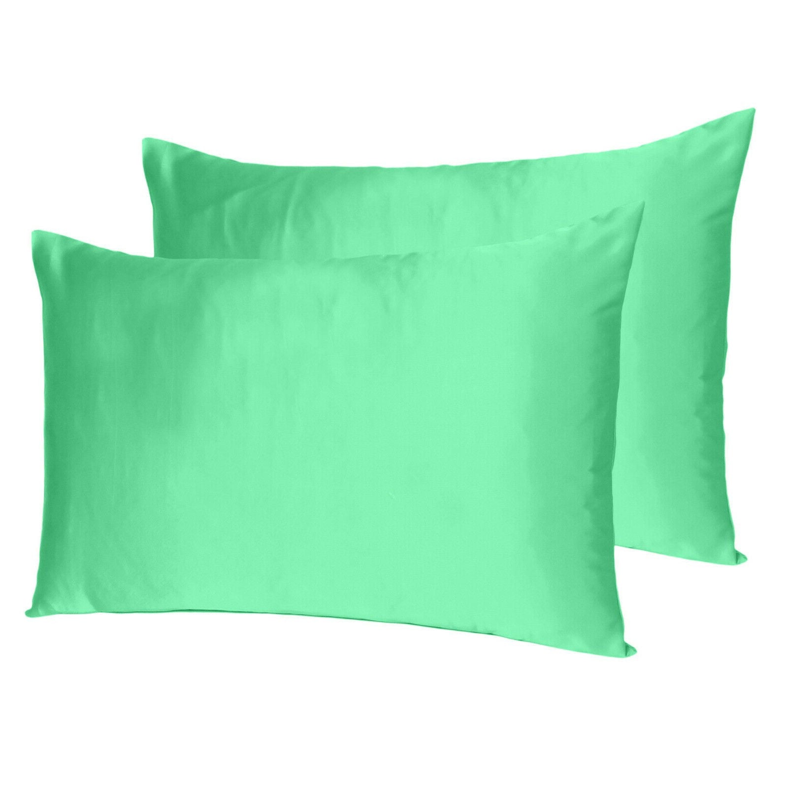 Green Dreamy Set Of 2 Silky Satin King Pillowcases
